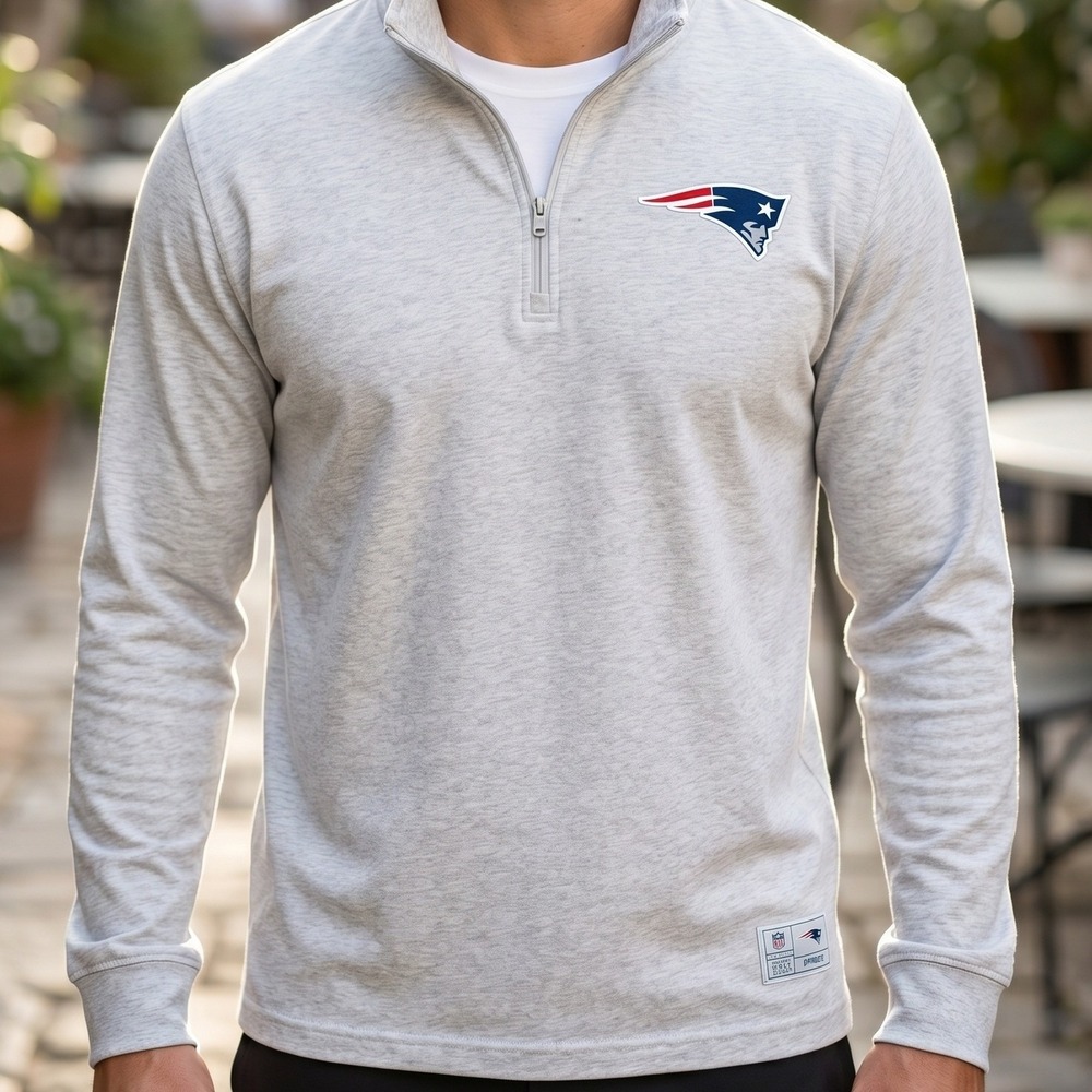 NFL Ultra Game New England Patriots Quarter Zip Pullover Heather Gray Mens S